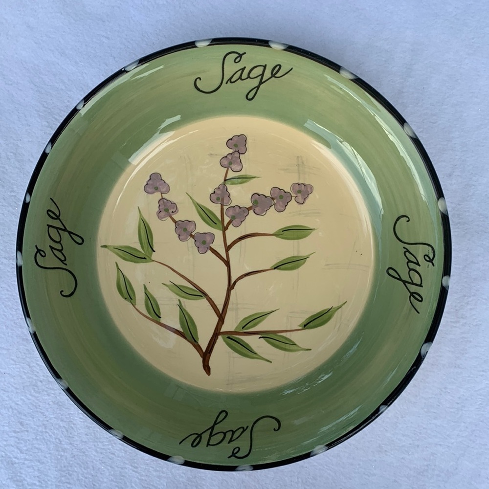 Vintage certified international pasta bowl sage 9 3/8” herbs cottage core